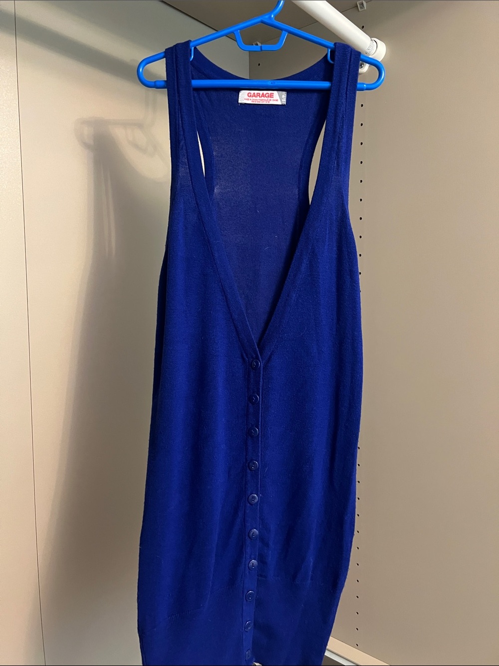Garage • Women’s S •  Button-Front Sleeveless Knit Tunic/Vest • Royal Blue